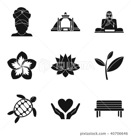 Meditation icons set, simple style Meditation icons set, simple style 40706646