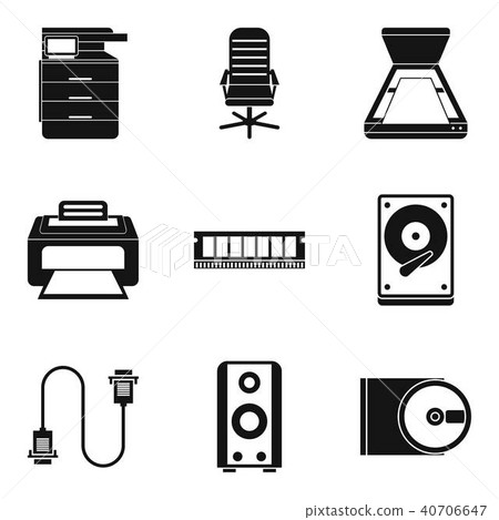 Job environment icons set, simple style Job environment icons set, simple style 40706647