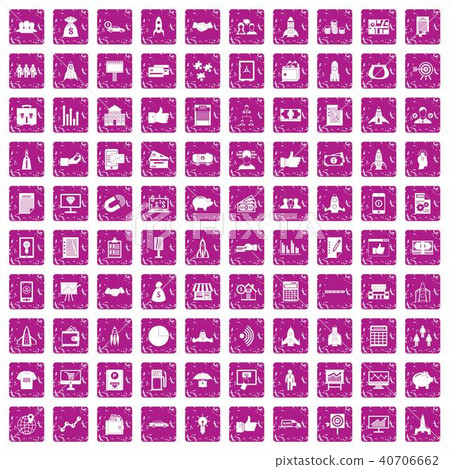 100 startup icons set grunge pink 100 startup icons set grunge pink 40706662