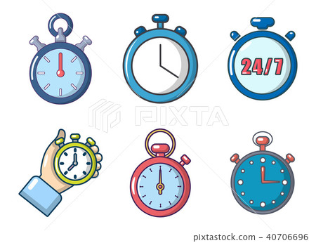 Stopwatch icon set, cartoon style Stopwatch icon set, cartoon style 40706696