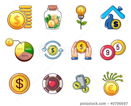 Coins icon set, cartoon style Coins icon set, cartoon style 40706697