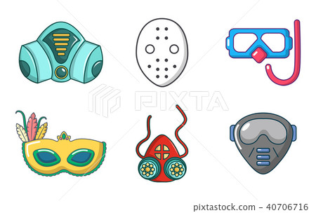 Mask icon set, cartoon style Mask icon set, cartoon style 40706716