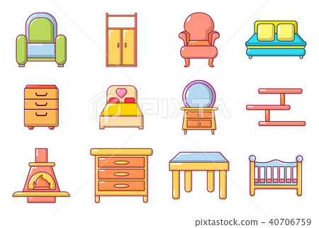 Furniture icon set, cartoon style 40706759