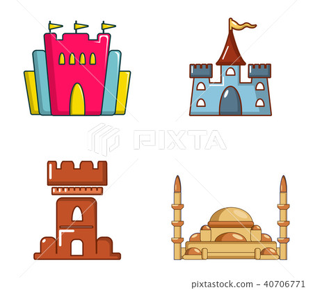 Castle icon set, cartoon style Castle icon set, cartoon style 40706771