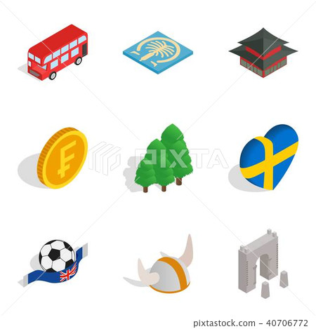 Region of the planet icons set, isometric style Region of the planet icons set, isometric style 40706772