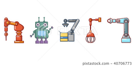 Robot icon set, cartoon style 40706773