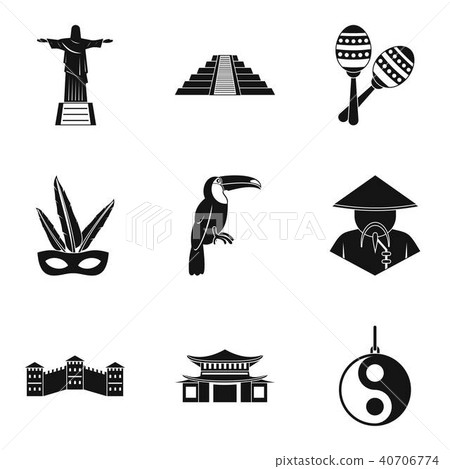 World tour icons set, simple style World tour icons set, simple style 40706774