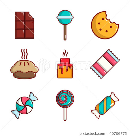 Candy icon set, cartoon style Candy icon set, cartoon style 40706775