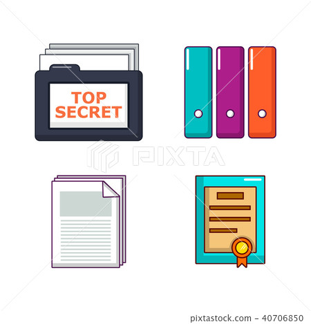 Folder Icon Set Cartoon Style Stock Illustration