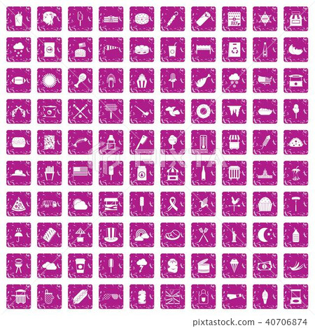 100 street food icons set grunge pink 100 street food icons set grunge pink 40706874