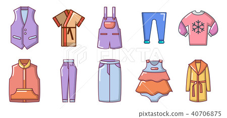 Clothes icon set, cartoon style Clothes icon set, cartoon style 40706875