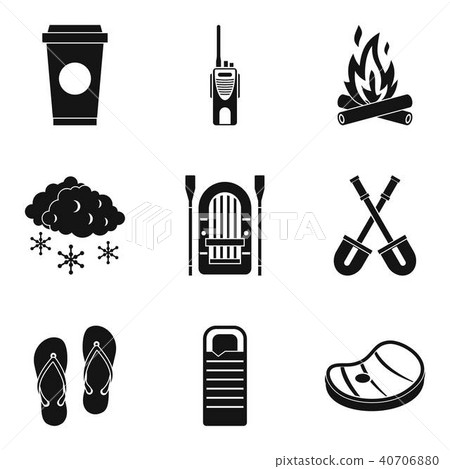 Breathing space icons set, simple style 40706880