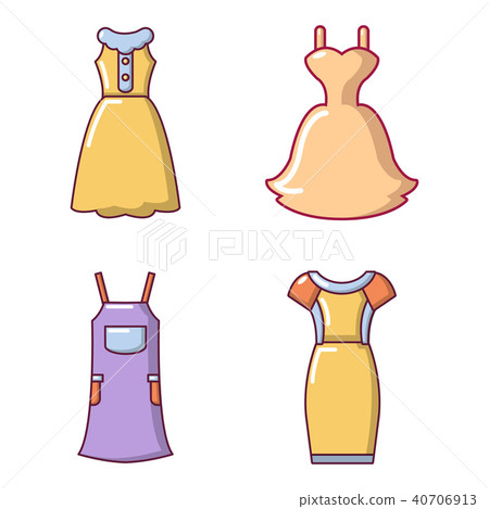 Dress Icon Set Cartoon Style Stock Illustration