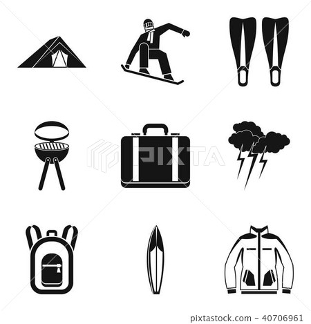 Respite icons set, simple style 40706961