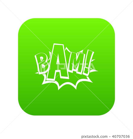 BAM, comic book bubble icon digital green 40707036