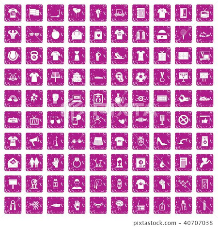 100 t-shirt icons set grunge pink 40707038