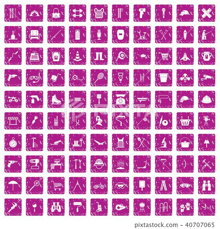 100 tackle icons set grunge pink 100 tackle icons set grunge pink 40707065