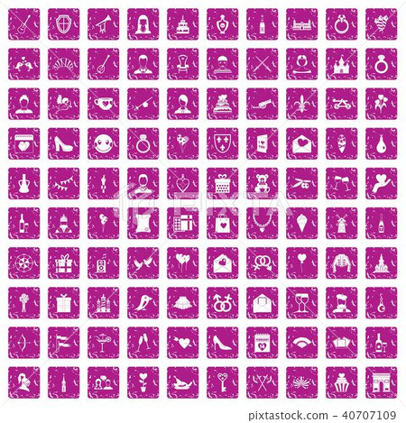 100 valentine day icons set grunge pink 100 valentine day icons set grunge pink 40707109