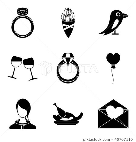 Love icons set, simple style Love icons set, simple style 40707110