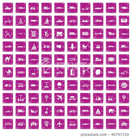 100 transport icons set grunge pink 100 transport icons set grunge pink 40707150