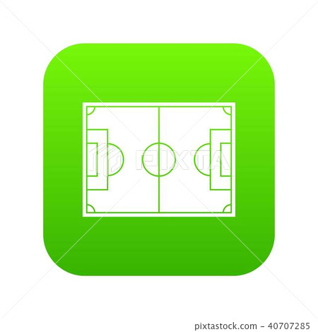 Soccer field icon digital green 40707285