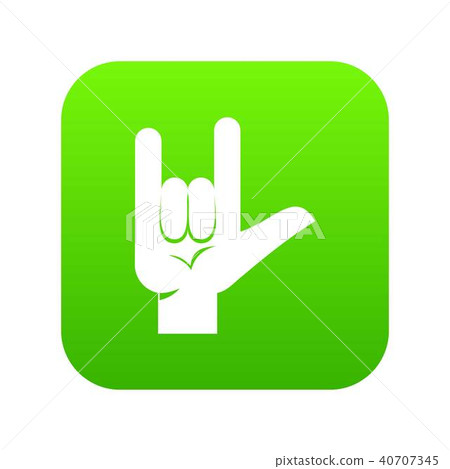 Rock gesture icon digital green 40707345