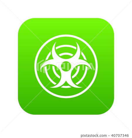 Sign of biological threat icon digital green 40707346