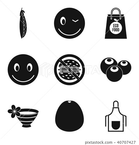 Vegetarian business icons set, simple style Vegetarian business icons set, simple style 40707427
