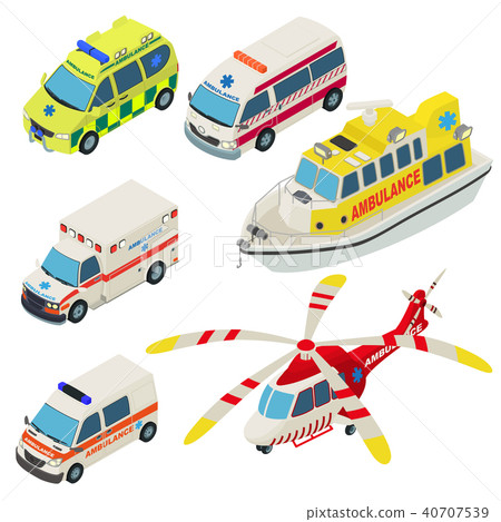 Ambulance transport icons set, isometric style Ambulance transport icons set, isometric style 40707539