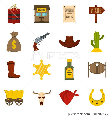 Wild west icons set vector flat Wild west icons set vector flat 40707577