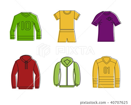Sport clothes icon set, color outline style Sport clothes icon set, color outline style 40707625