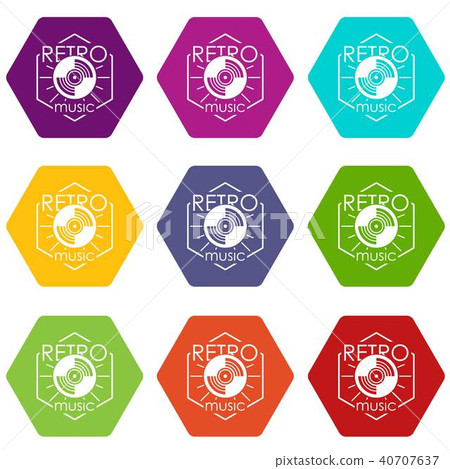 Retro music icons set 9 vector - Stock Illustration [40707637] - PIXTA