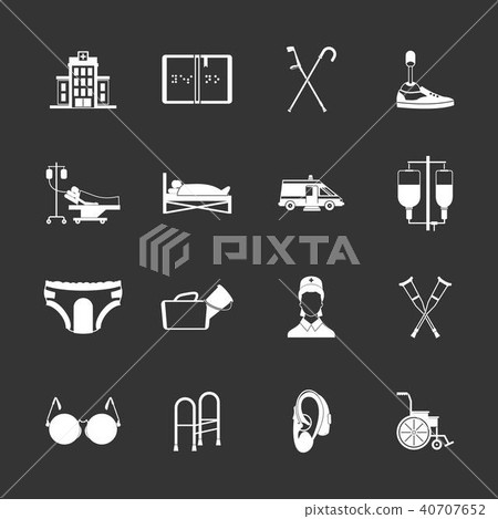 Disabled people care set grey vector Disabled people care set grey vector 40707652