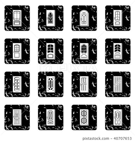 Door icons set grunge vector 40707653