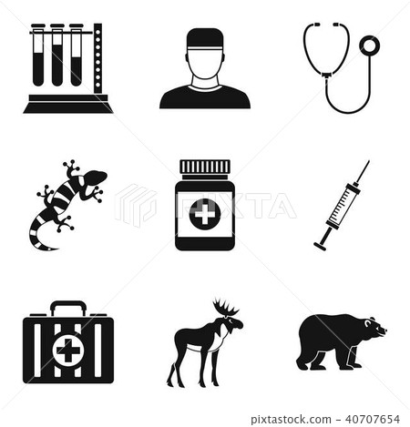 Animal care icons set, simple style 40707654