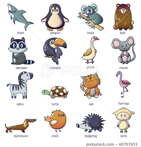 Animals icons set, cartoon style Animals icons set, cartoon style 40707655