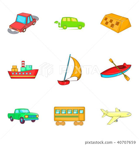 Shipment icons set, cartoon style Shipment icons set, cartoon style 40707659