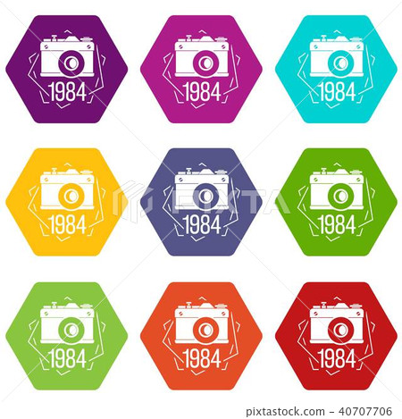 1984 photo camera icons set 9 vector 1984 photo camera icons set 9 vector 40707706