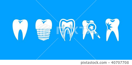 Tooth icon blue set vector 40707708