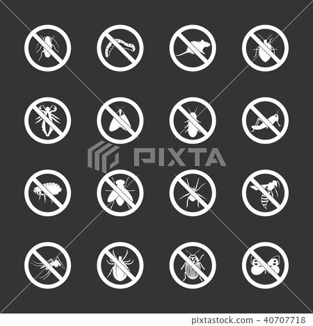 No insect sign icons set grey vector 40707718