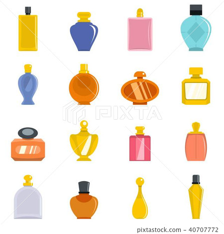 Perfume bottles icons set vector flat 40707772