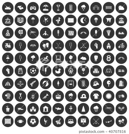 100 childrens playground icons set black circle 100 childrens playground icons set black circle 40707816