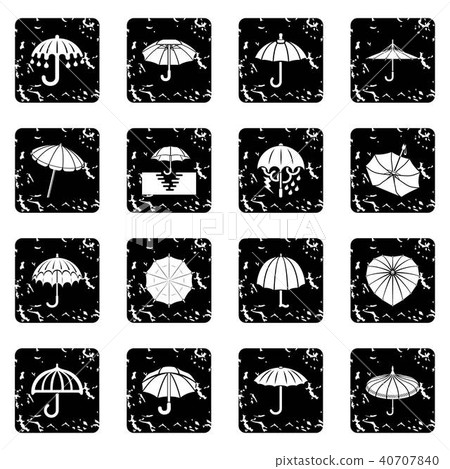 Umbrella icons set grunge vector 40707840