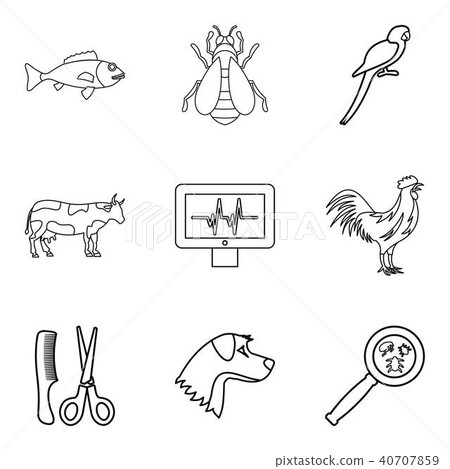 Injured animal icons set, outline style 40707859