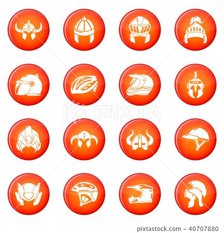 Helmet icons set red vector 40707880