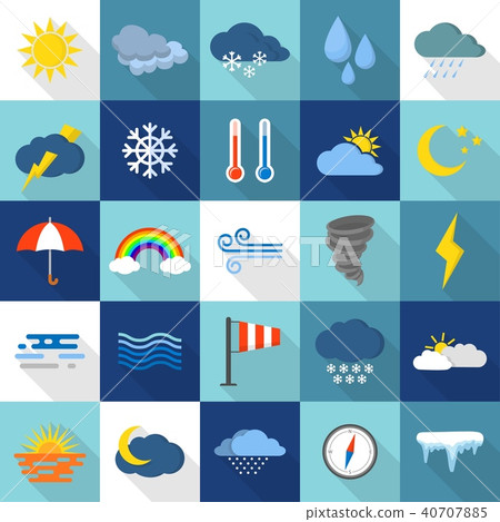 Weater icons set, flat style Weater icons set, flat style 40707885