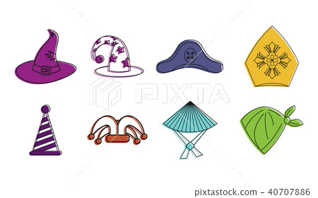 Haloween hat icon set, color outline style 40707886