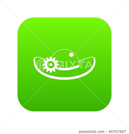 Hat with flower icon digital green 40707887