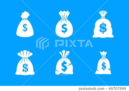 Money bag icon blue set vector Money bag icon blue set vector 40707899