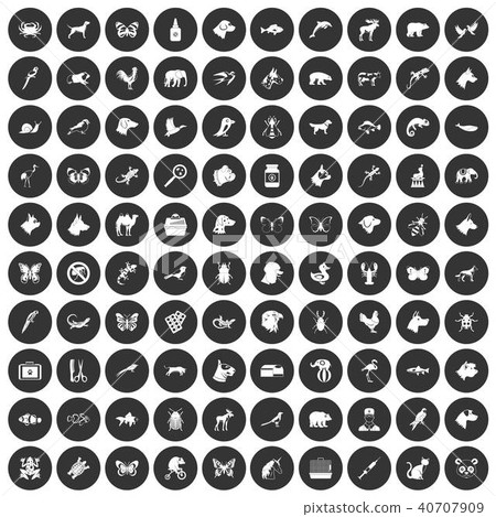 100 animals icons set black circle 100 animals icons set black circle 40707909